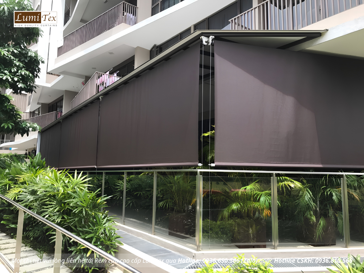Giải pháp rèm ngoài trời chống nắng cản gió cho ban công và sân vườn