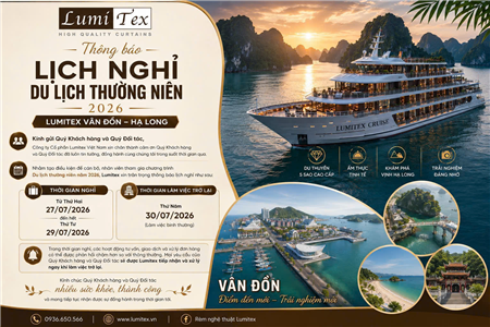 Thông báo lịch nghỉ Du lịch thường niên 2026