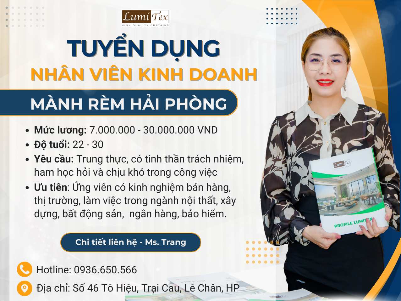 TUYỂN DỤNG NHÂN VIÊN KINH DOANH MÀNH RÈM HẢI PHÒNG
