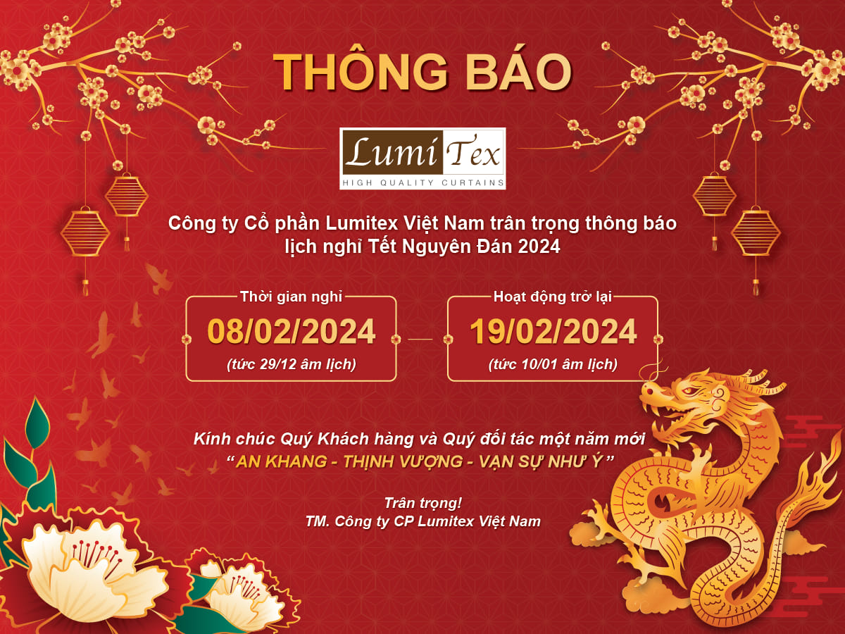 THÔNG BÁO NGHỈ TẾT NGUYÊN ĐÁN GIÁP THÌN 2024 