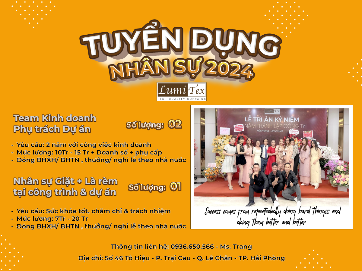 TUYỂN DỤNG NHÂN SỰ LUMITEX 2024