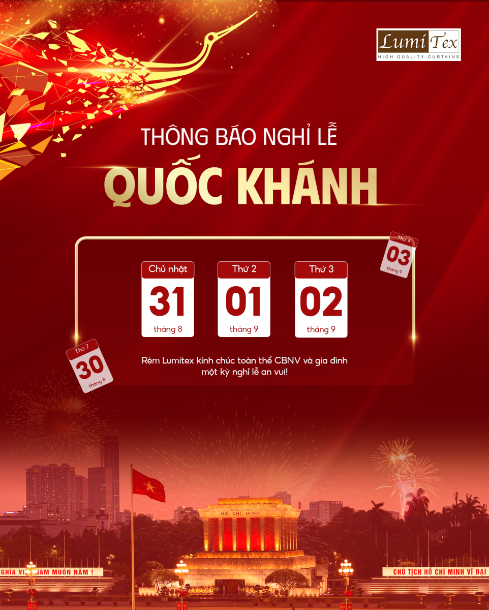 Thông báo nghỉ lễ Quốc khánh 2/9 – Lumitex Việt Nam
