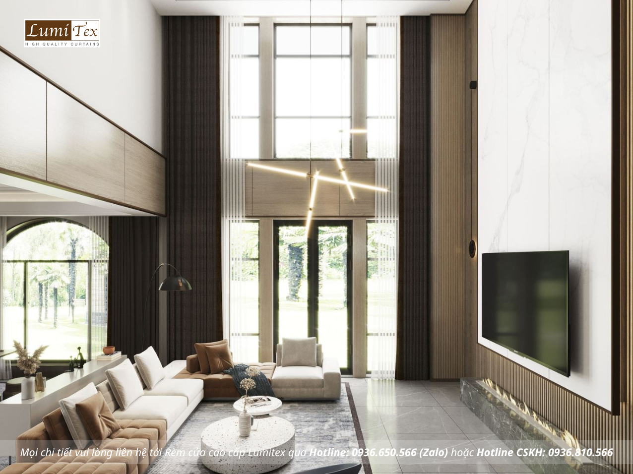 Kinh nghiệm chọn rèm phòng khách trần cao để không gian cân đối hơn Kinh nghiệm chọn rèm phòng khách trần cao để không gian cân đối hơn
