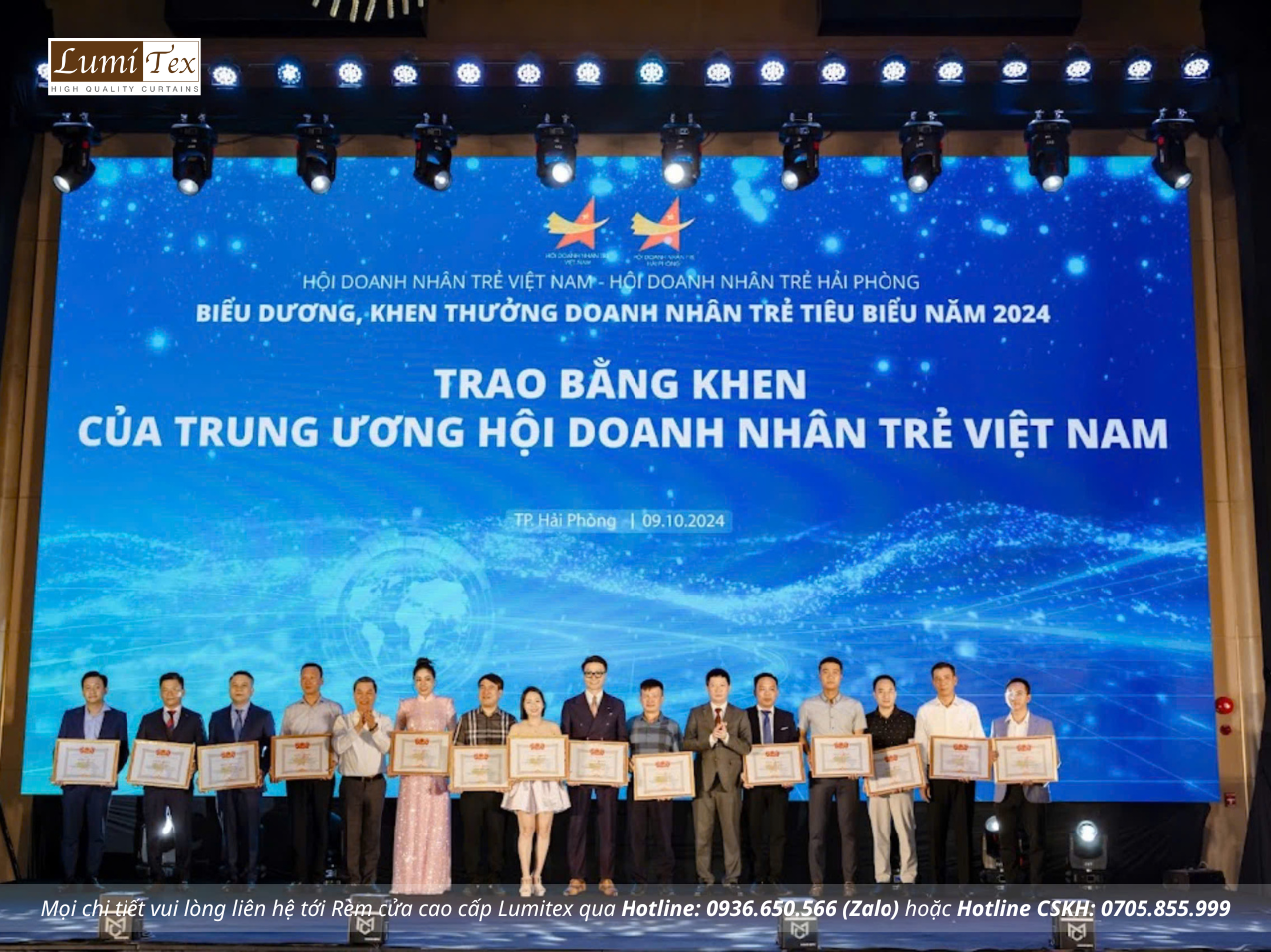 Các cá nhân được nhận Giấy khen của Hội Doanh nhân trẻ Hải Phòng.