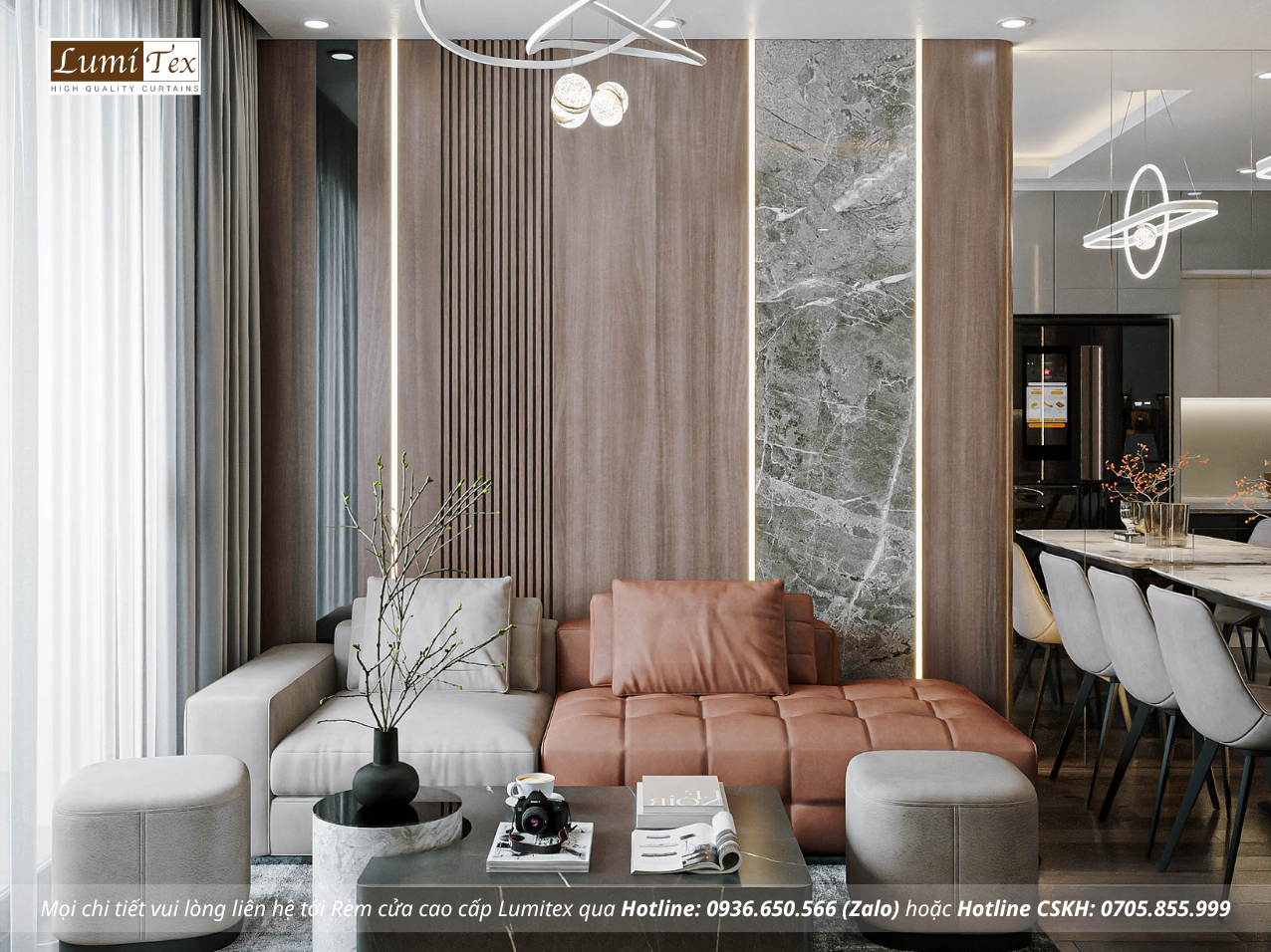 Tư vấn chọn rèm phòng khách chung cư Hoàng Huy Commerce sang trọng và hiện đại