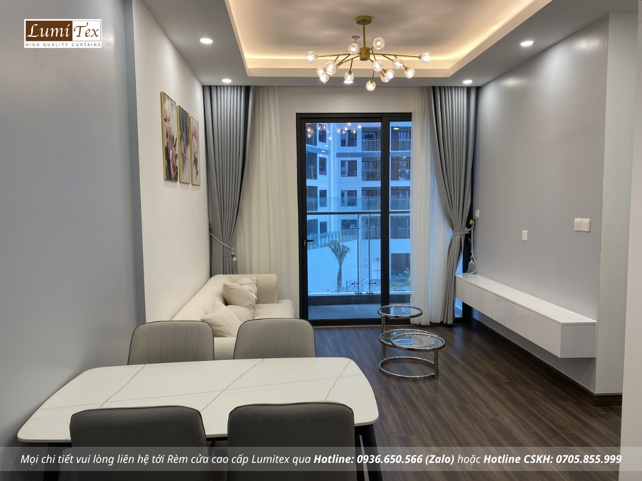 Tư vấn chọn rèm phòng khách chung cư Hoàng Huy Commerce sang trọng và hiện đại