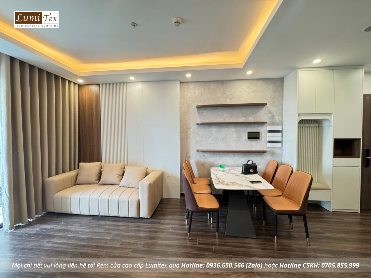 Tư vấn chọn rèm phòng khách chung cư Hoàng Huy Commerce sang trọng và hiện đại