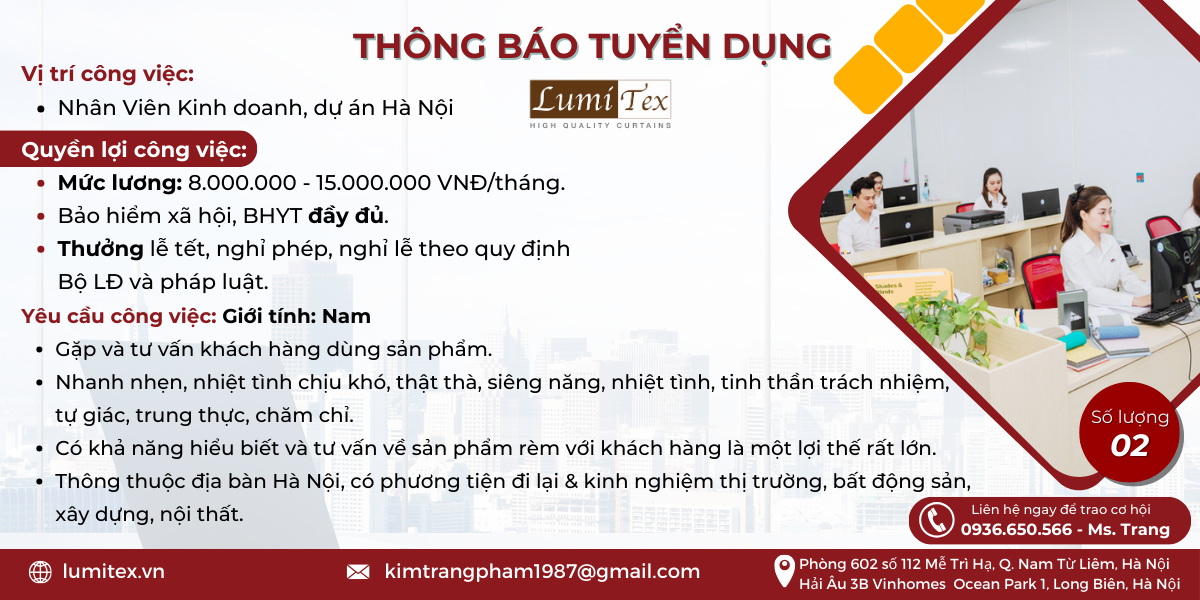 tuyển dụng Nhân Viên kinh doanh, dự án Hà Nội