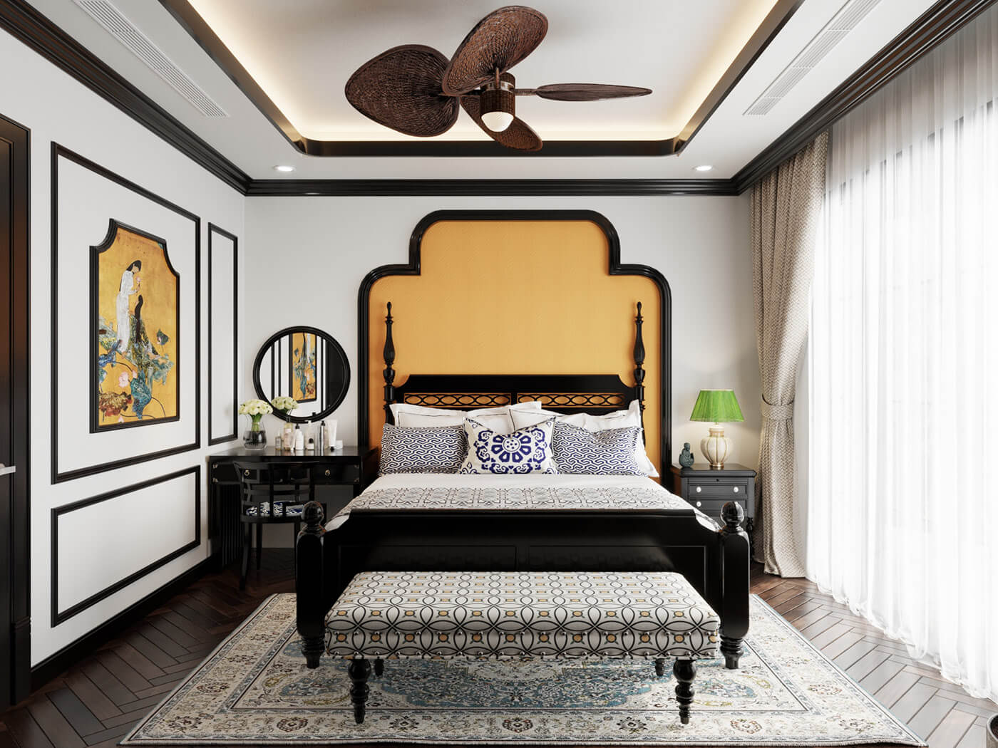 ​Thiết kế rèm cửa phong cách Indochine đem đến vẻ nhẹ nhàng, tinh tế cho không gian