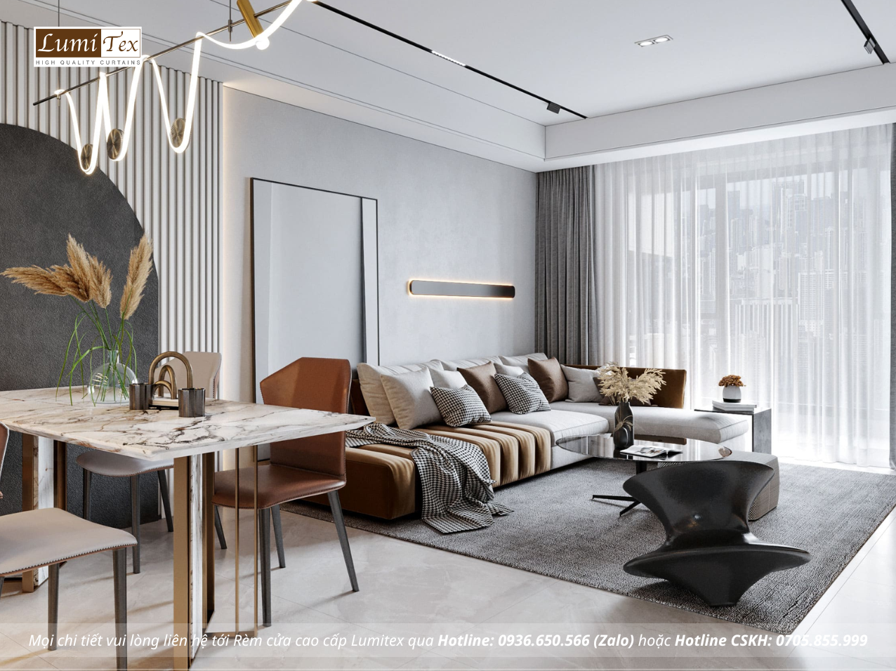 Rèm cửa chống nắng cản sáng cho căn hộ chung cư cao cấp