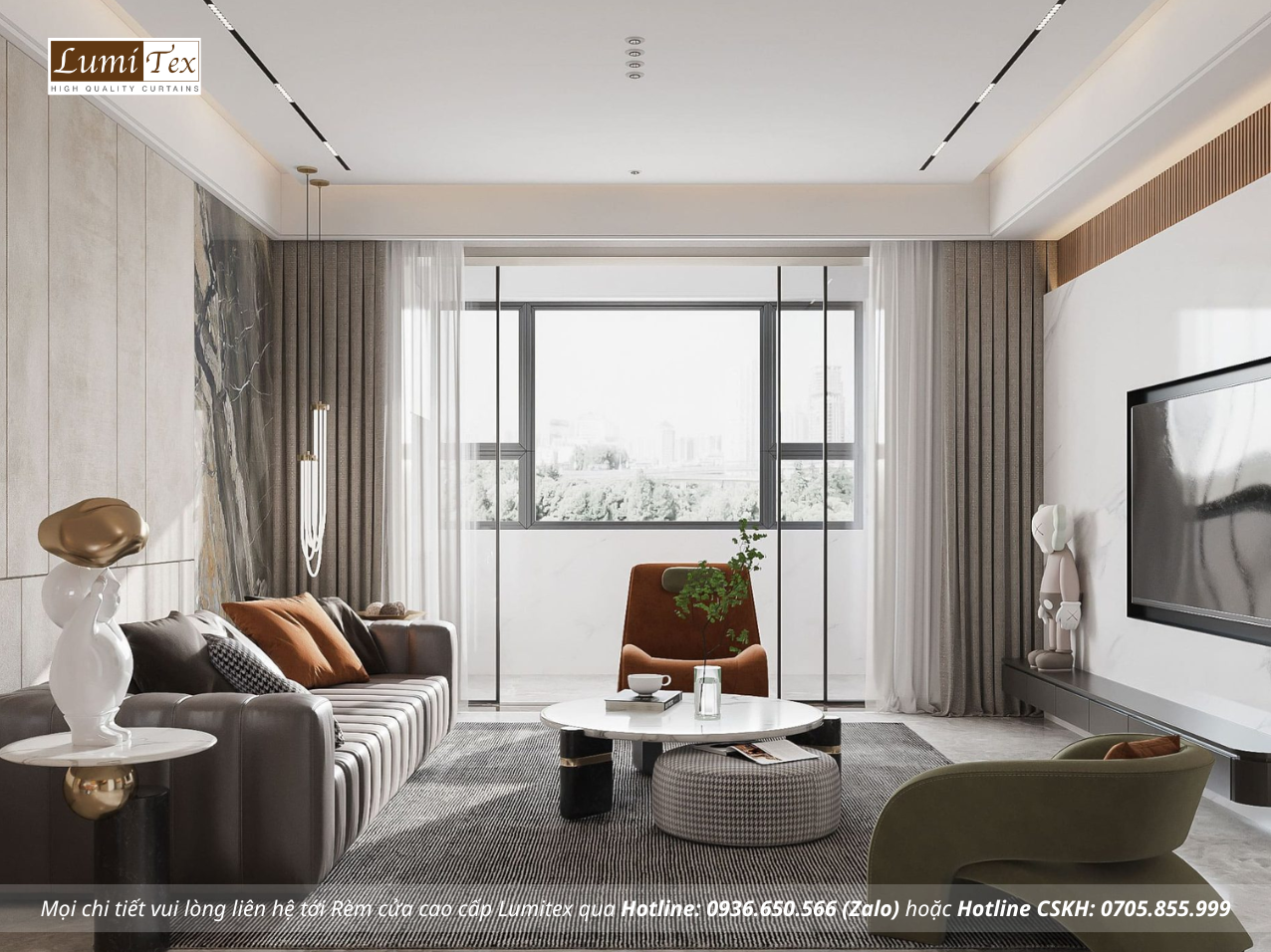 Rèm cửa chống nắng cản sáng cho căn hộ chung cư cao cấp