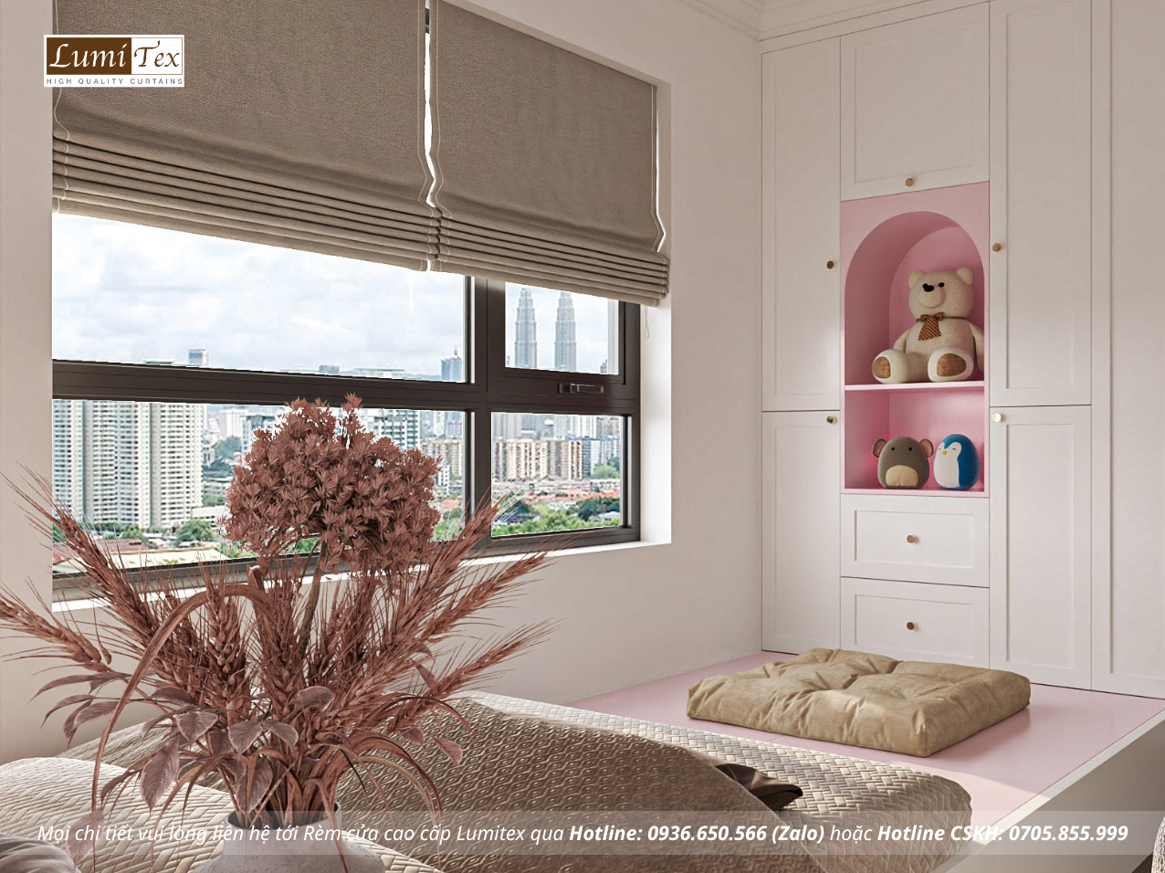 Rèm cửa chống nắng cản sáng cho căn hộ chung cư cao cấp