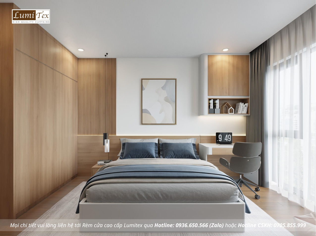 Rèm cửa chống nắng cản sáng cho căn hộ chung cư cao cấp