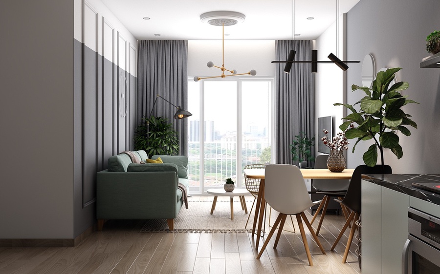 Với những không gian nhỏ, sử dụng rèm cửa với thiết kế đơn giản là lựa chọn tối ưu