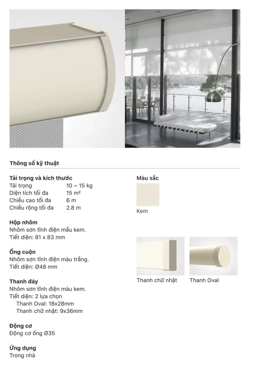 Rèm cuốn Hàn Quốc ECOSHADE Hệ Panoma