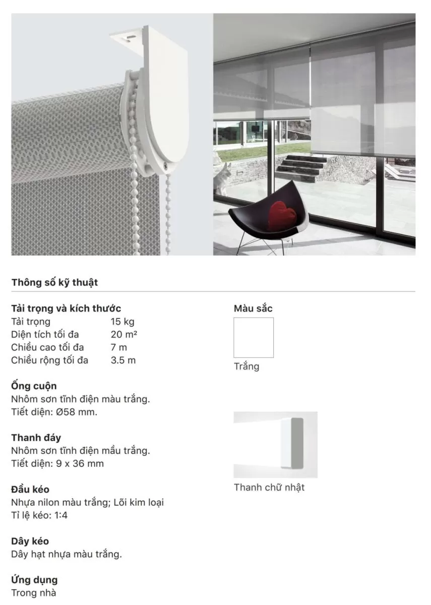Rèm cuốn Hàn Quốc ECOSHADE Hệ Masteri
