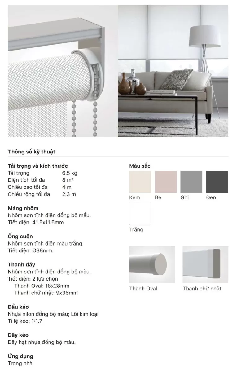 Rèm cuốn Hàn Quốc ECOSHADE Hệ Prime