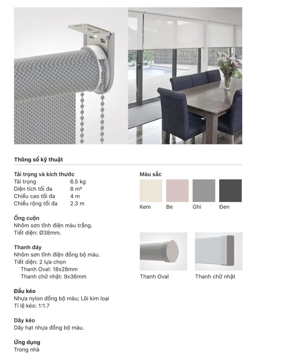Rèm cuốn Hàn Quốc ECOSHADE Hệ Vista
