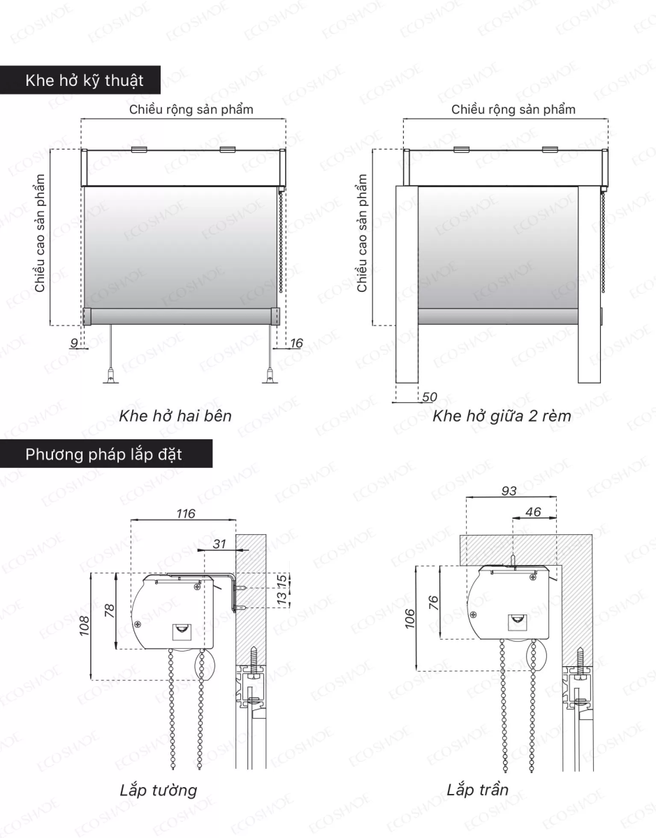 Rèm cuốn Hàn Quốc ECOSHADE hệ Lumi