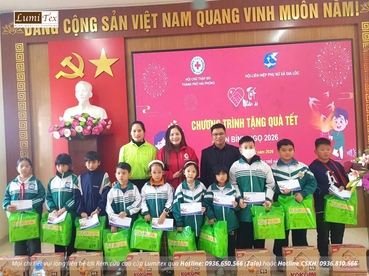 Rèm Lumitex đồng hành cùng Hội Doanh nhân trẻ Hải Phòng trao quà Tết tại Trường Tiểu học Thị trấn Gia Lộc 2