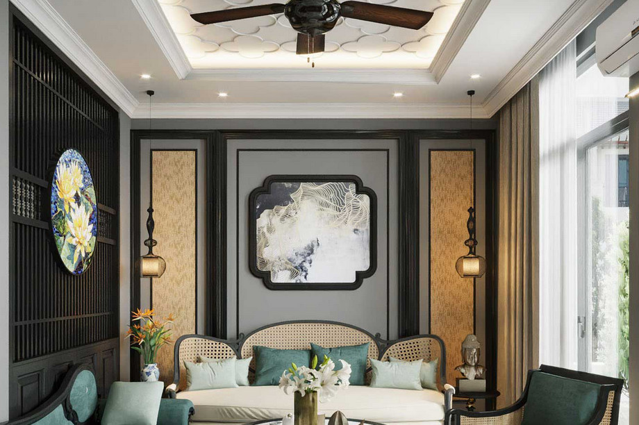 Rèm cửa phong cách Indochine giúp chúng trở nên sang trọng, đẳng cấp lại vừa giản dị, ấm áp