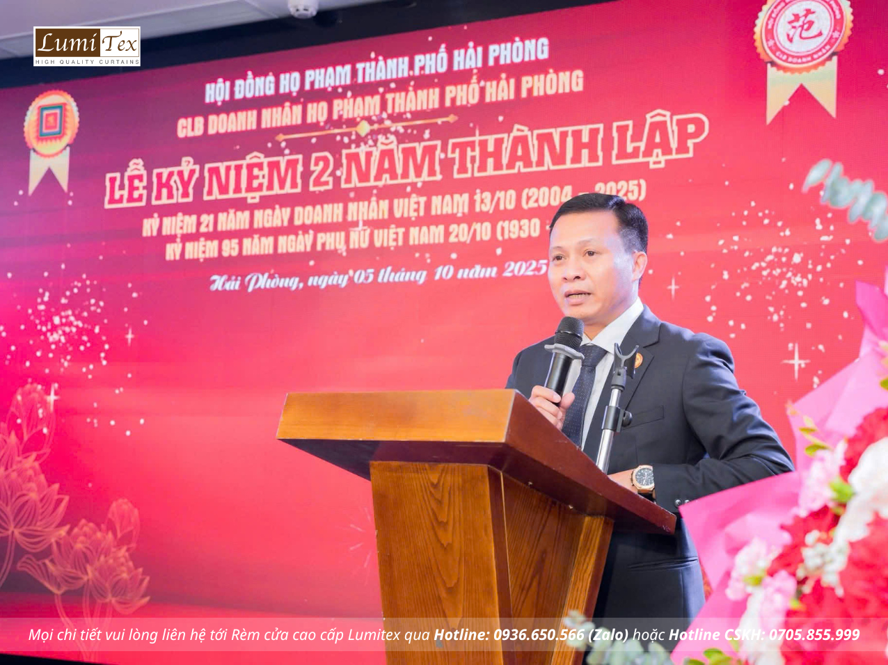 Rèm Lumitex tham dự sự kiện kỷ niệm 2 năm thành lập Câu lạc bộ Doanh nhân họ Phạm Hải Phòng và chào mừng Ngày Doanh nhân Việt Nam 13/10