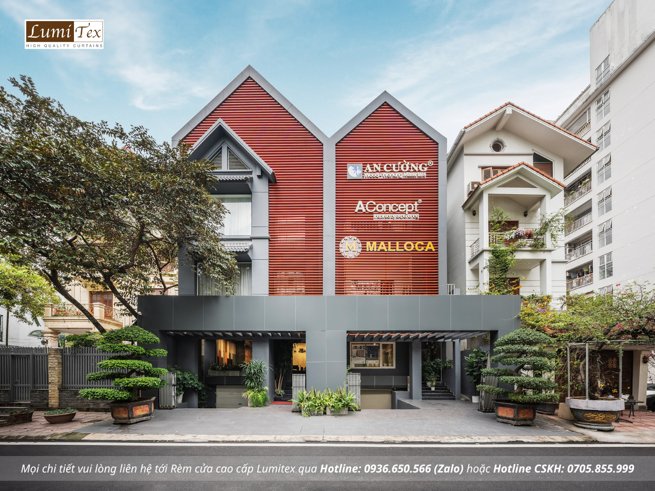 Thi công rèm cao cấp cho Villa – Showroom Gỗ An Cường, Cầu Giấy, Hà Nội