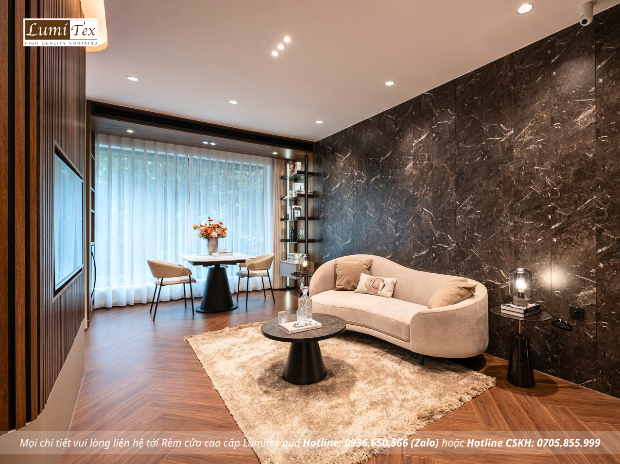 Thi công rèm cao cấp cho Villa – Showroom Gỗ An Cường, Cầu Giấy, Hà Nội