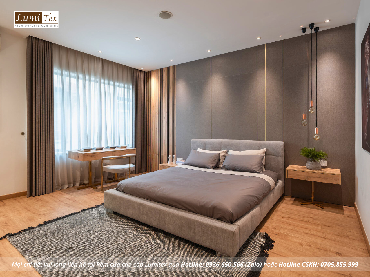Thi công rèm cao cấp cho Villa – Showroom Gỗ An Cường, Cầu Giấy, Hà Nội