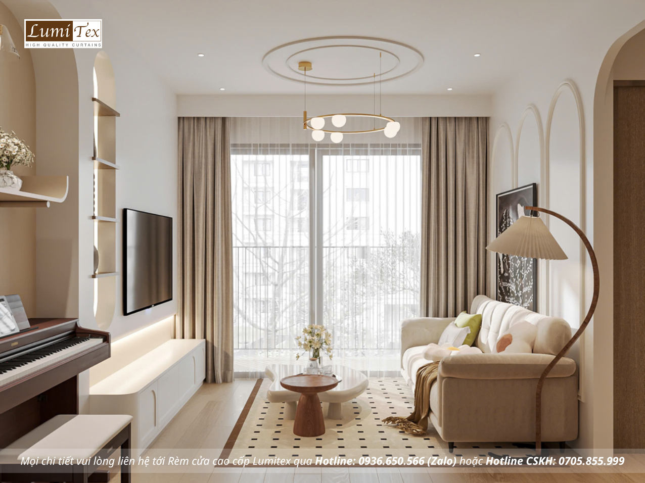 Thiết kế rèm chung cư cao cấp Hà Nội chống nắng cản sáng 2026