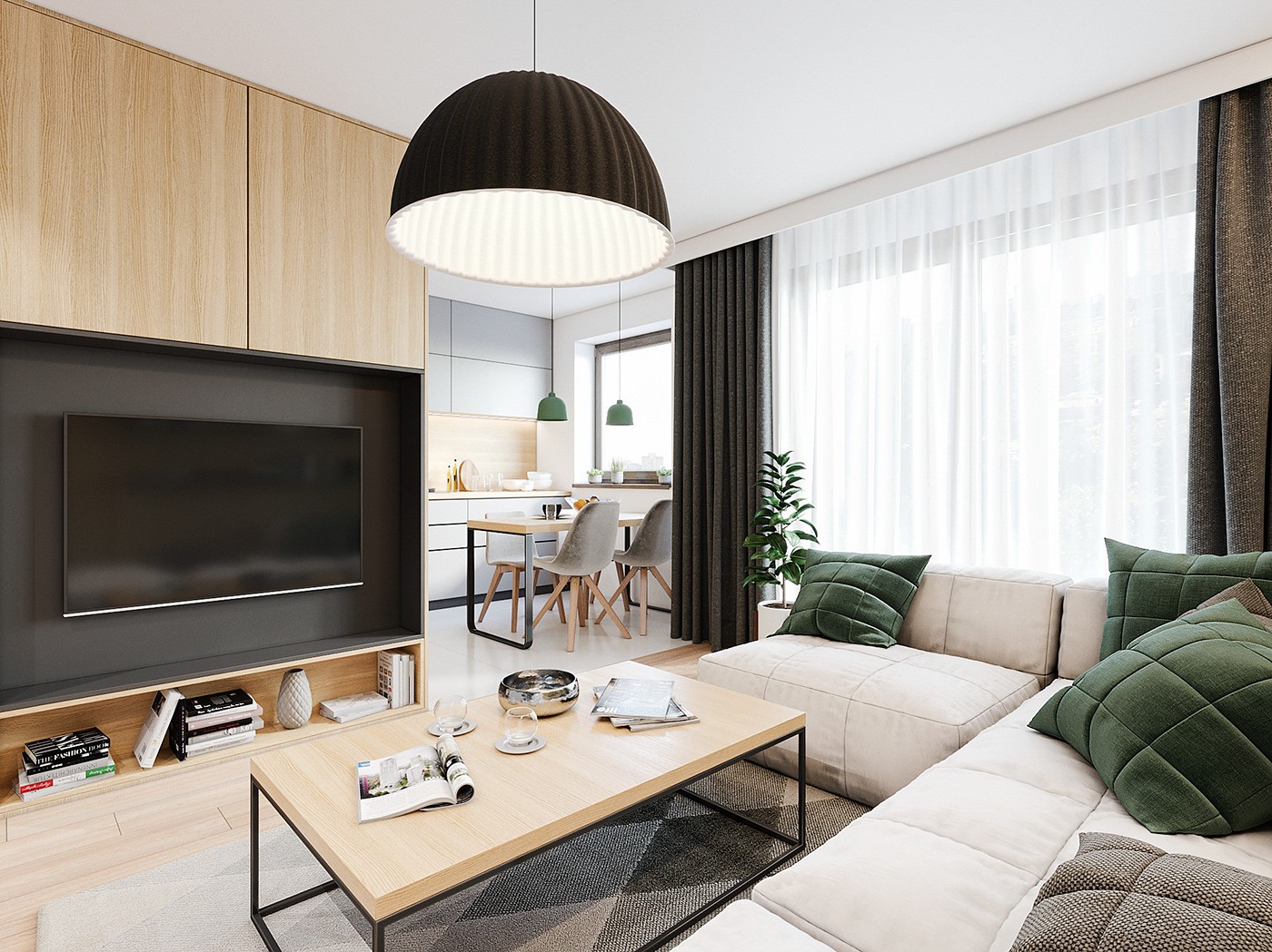 Rèm cửa trong phong cách Scandinavian cũng là một phần không thể thiếu để góp phần tô điểm cho không gian