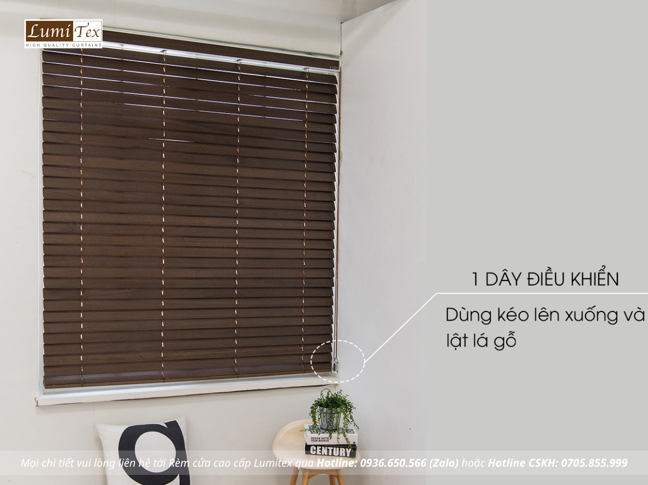 RÈM SÁO GỖ HỆ 1 DÂY