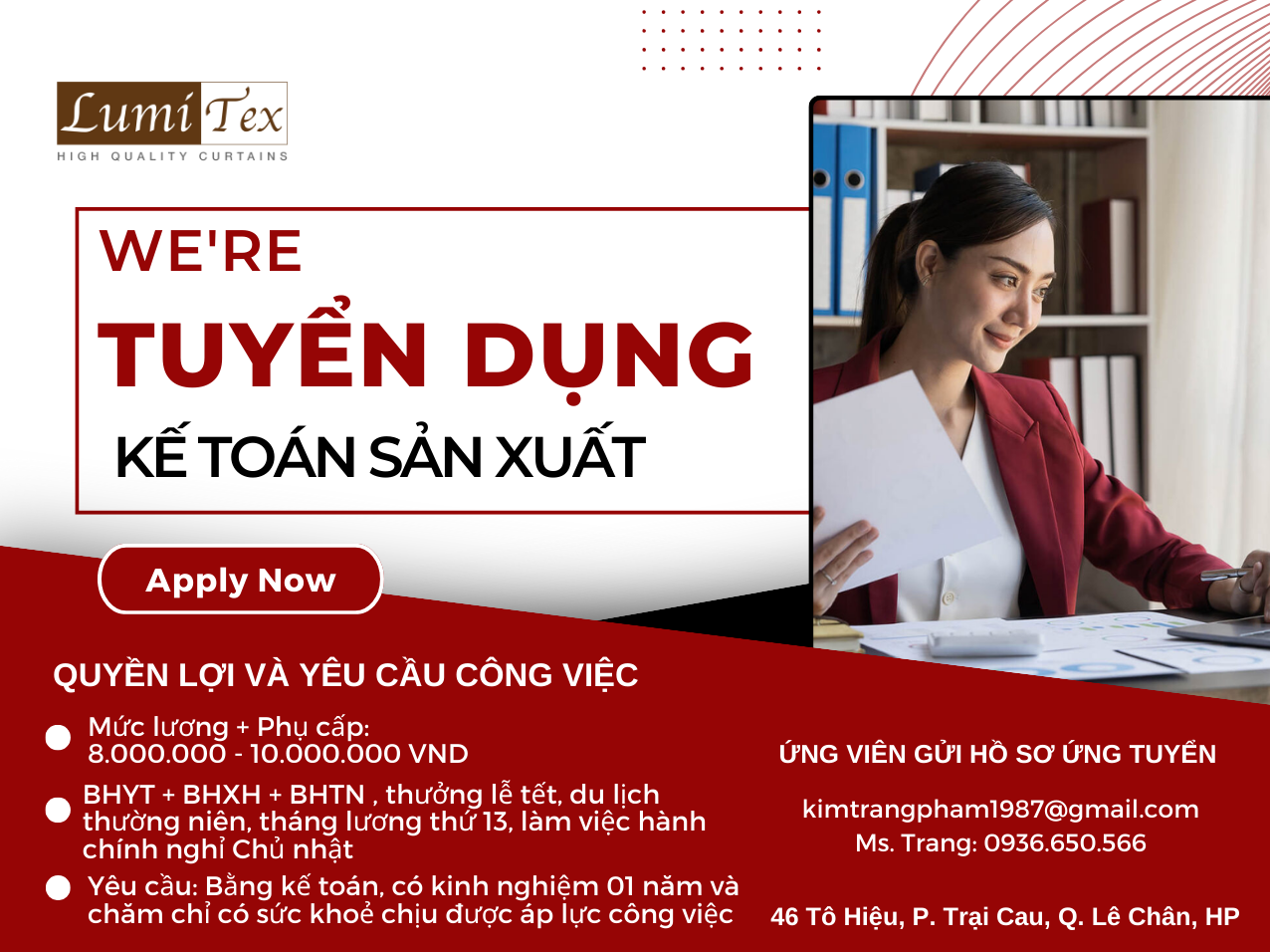 TUYỂN DỤNG NHÂN VIÊN KẾ TOÁN KHO & ĐIỀU PHỐI SẢN XUẤT - TỔNG HỢP NỘI BỘ