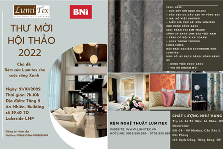 THƯ MỜI HỘI THẢO 2022: Rèm Cửa Lumitex Cho Cuộc Sống Xanh
