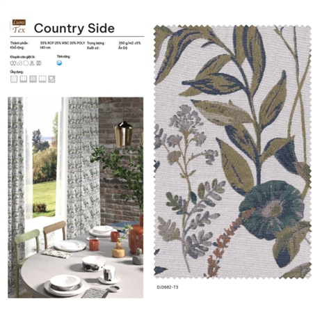 Rèm vải Ấn Độ mã COUNTRY SIDE