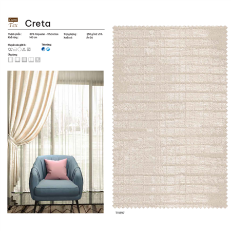 Rèm vải Ấn Độ mã CRETA