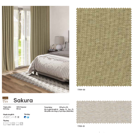 Rèm vải Nhật Bản mã SAKURA
