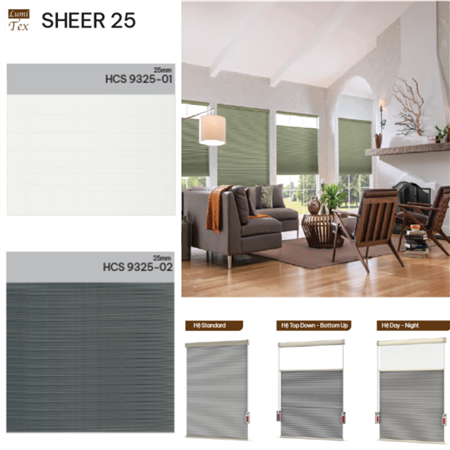 Rèm tổ ong Honeycomb mã SHEER 25