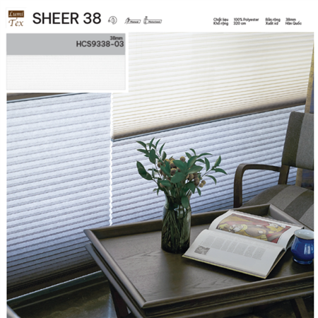 Rèm tổ ong Honeycomb mã SHEER 38