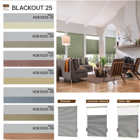Rèm tổ ong Honeycomb mã BLACKOUT 25